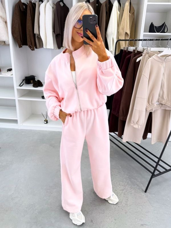 Pink Comfortable Two-piece Tracksuit Set