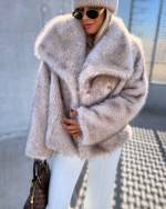 Light Beige Luxurious Short Fur Coat