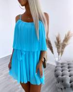 Бирюзовый Комбинезон со складками