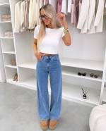 Sinine Sirgelõikelised Stretch Teksad