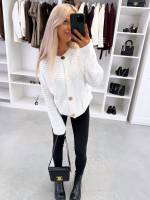 Balts Kardigans Ar Zelta Toņa Pogām