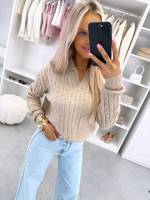 Розовый Мягкий свитер с V-образным вырезом