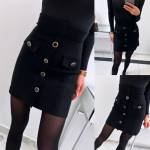 Black Buttoned A-line Skirt