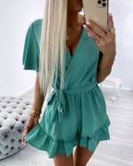 Белое Короткий комбинезон с лентой посередине