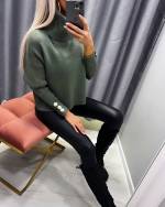 Dark Green High Collar Sweater