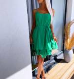 Beige Chiffon Dress With Shoulder Straps
