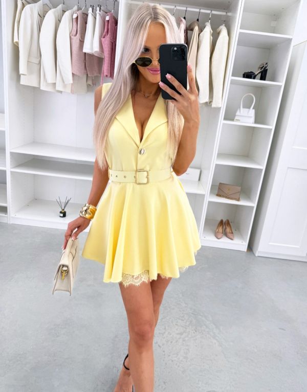 Yellow Belted Jumpsuit