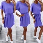 Light Pink Casual Belted Dress
