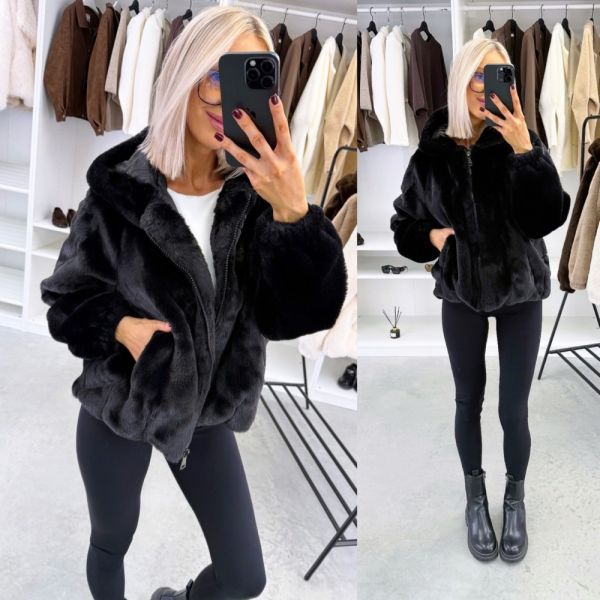 Black Soft And Warm Zip-up Jacket