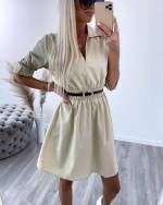 White Belted Casual Shirt-dress