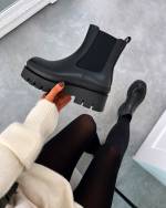 Melns Comfortable Thick-sole Boots