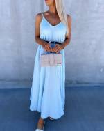 Turquoise Longer Dress With Belt