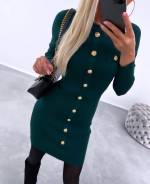 Dark Green Long-sleeved Sweater Dress