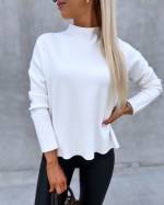 White Back Zipper Soft Sweater