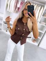 Pruun Kuldsete Nööpidega Vest