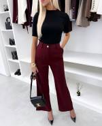 Brūns Taisna Piegriezuma Klasiski Bikses