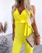 Светло-розовый Длинный комбинезон с карманами 