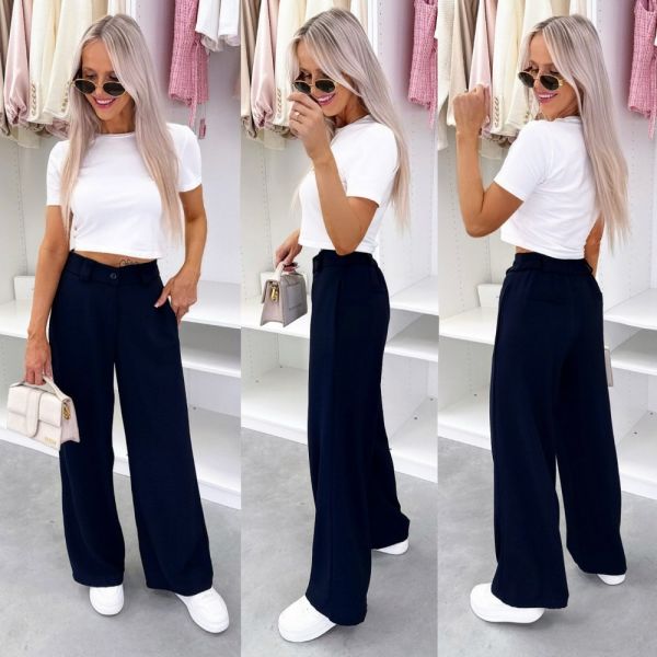 Navy Blue Straight-leg Comfortable Trousers