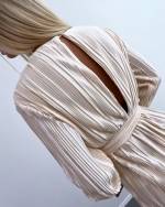 Tie-waist pleated dress