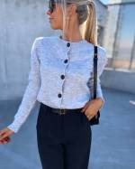 Grey Buttoned Soft Sweater