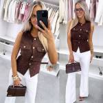 Heleroosa Kuldsete Nööpidega Vest