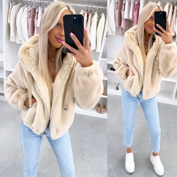 Beige Soft Zip-up Jacket
