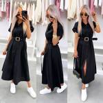 Синий Платье с поясом