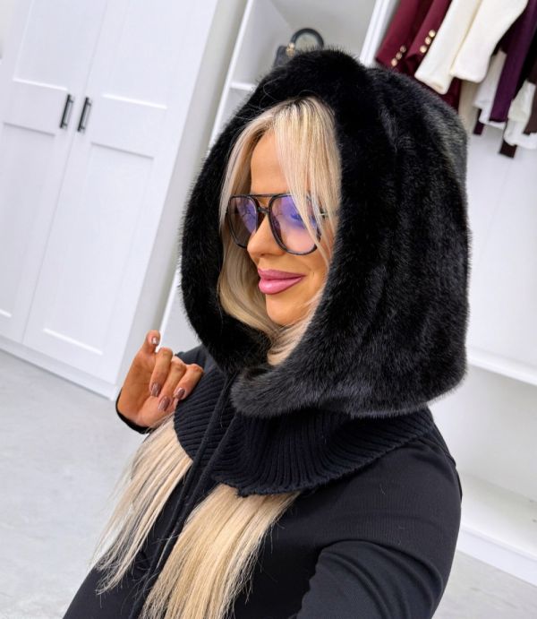 Black Neck Warmer Beanie