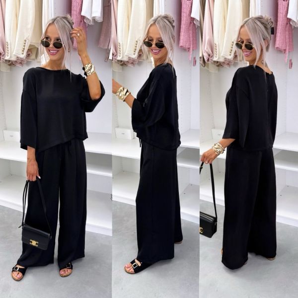 Black Silky Two-piece Set