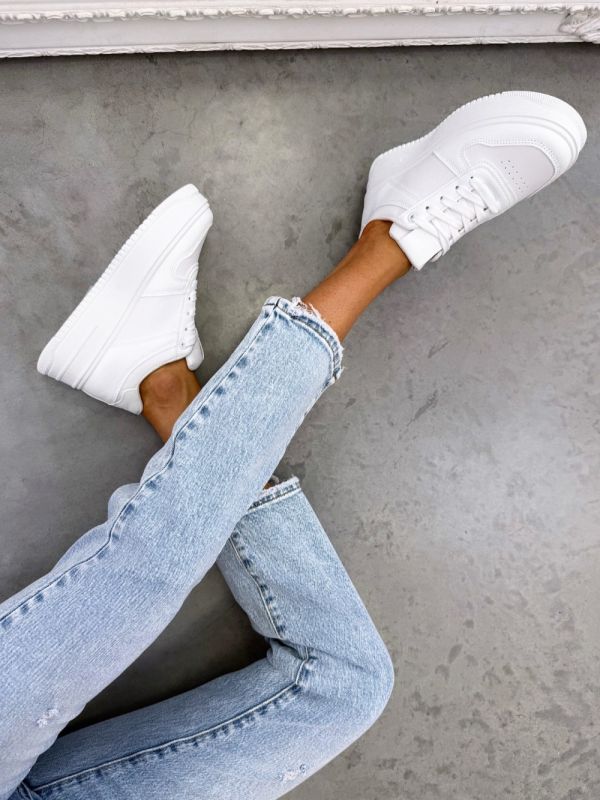 White Comfortable Platform Trainers