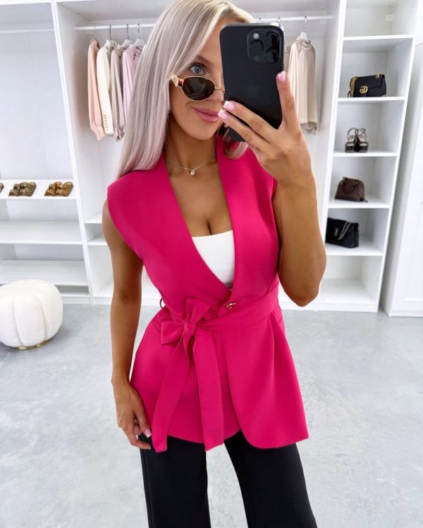 Fuchsia Tie-front Vest Jacket