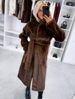 Tumši Violets Grezns Ziemas Mētelis Ar Kapuci