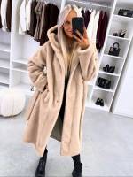 Tumši Violets Grezns Ziemas Mētelis Ar Kapuci