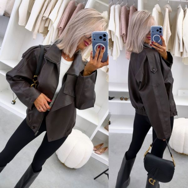 Brown Oversized Zip-up Sweatshirt