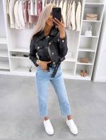 Rožinis Prigludęs švarkelis Su Spaudėmis