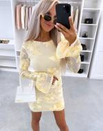Czarny Wzorzysta Sukienka Bodycon