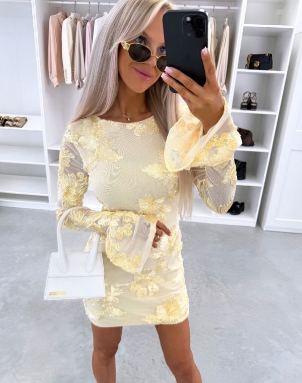 Yellow Patterned Bodycon Dress