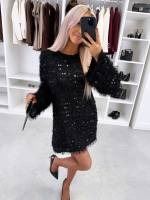 Черный Платье из мягкой ткани с драпировкой и пайетками