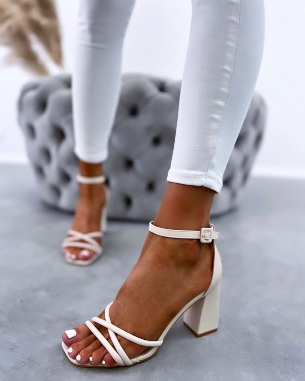 Beige Block-heeled Shoes