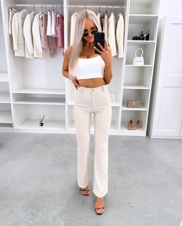 Beige Smart Comfortable Trousers