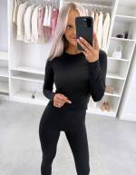 Czarny Dwuczęściowy Modelujący Komplet Ze Stretchu