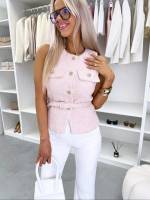 Pruun Kuldsete Nööpidega Vest