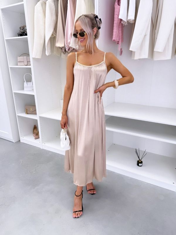 Gold Flowy Dress With Pockets
