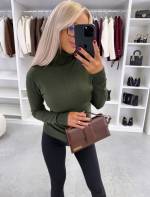 Beige High Neck Soft Sweater