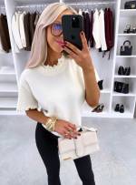 Taupe Sweter Z Krótkim Rękawem