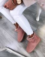 Pink Leather Bowknot UGG Style Boot