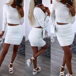 White Two-piece Set Made Of Stretch And Soft Fabric