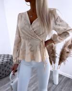 White Wrap Blouse With Floral Pattern