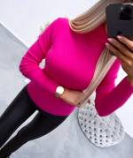 Светло-розовый Мягкий свитер с высоким воротом