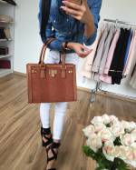 Brown Handbag With Moddest Snake Pattern